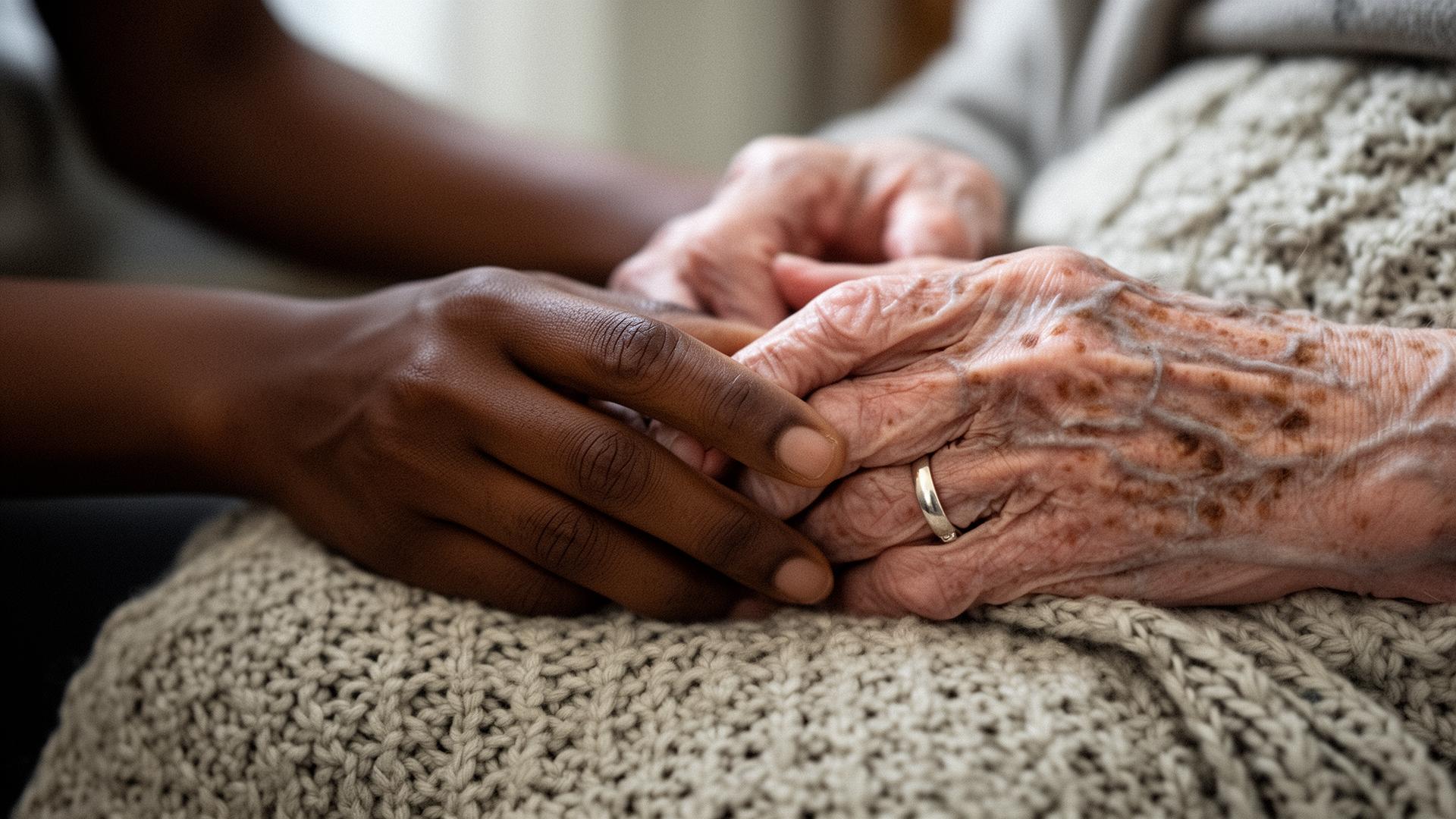 Caregiver assisting a senior at home