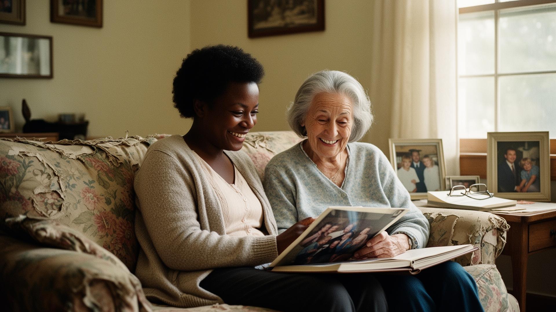 Caregiver and patient sharing a quiet moment at home